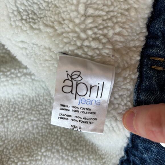 90’s Y2K April Jeans Sherpa Lined Cropped Denim Jacket - Picture 4 of 8